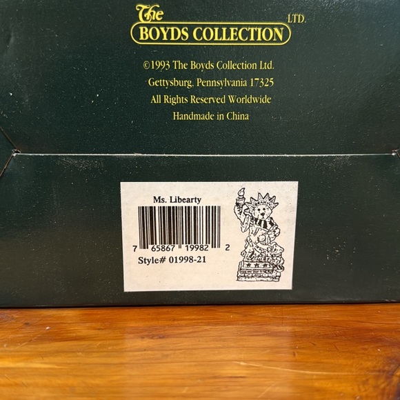 NIB Vtg 90's Boyds Bears Figurines Lot of 3 Union Jack Uncle Elliot Ms Libearty - Picture 5 of 11